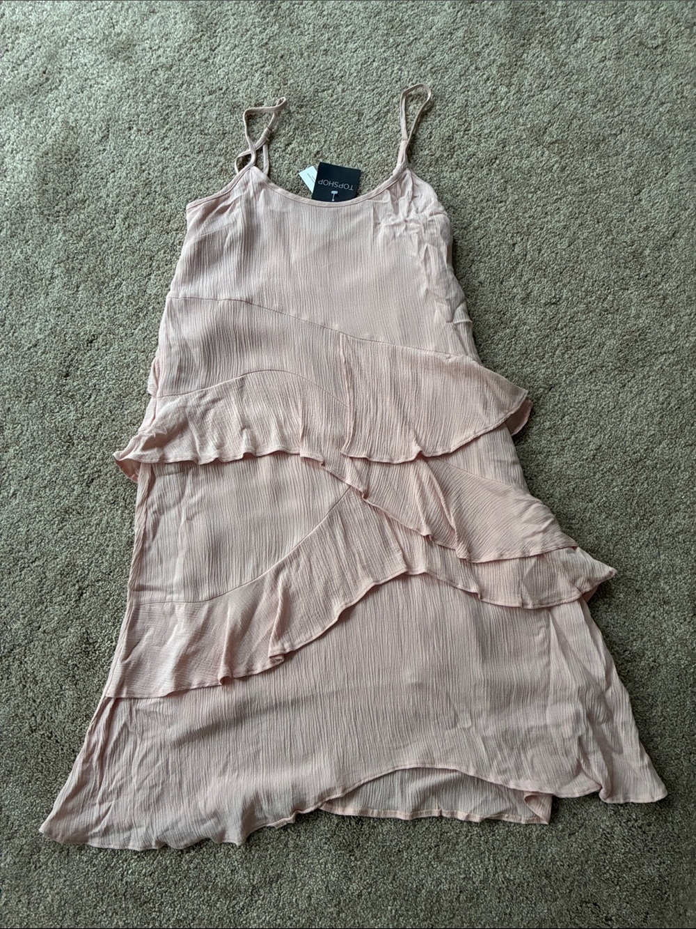 Topshop Blush Pink Ruffle Tiered Mini Dress